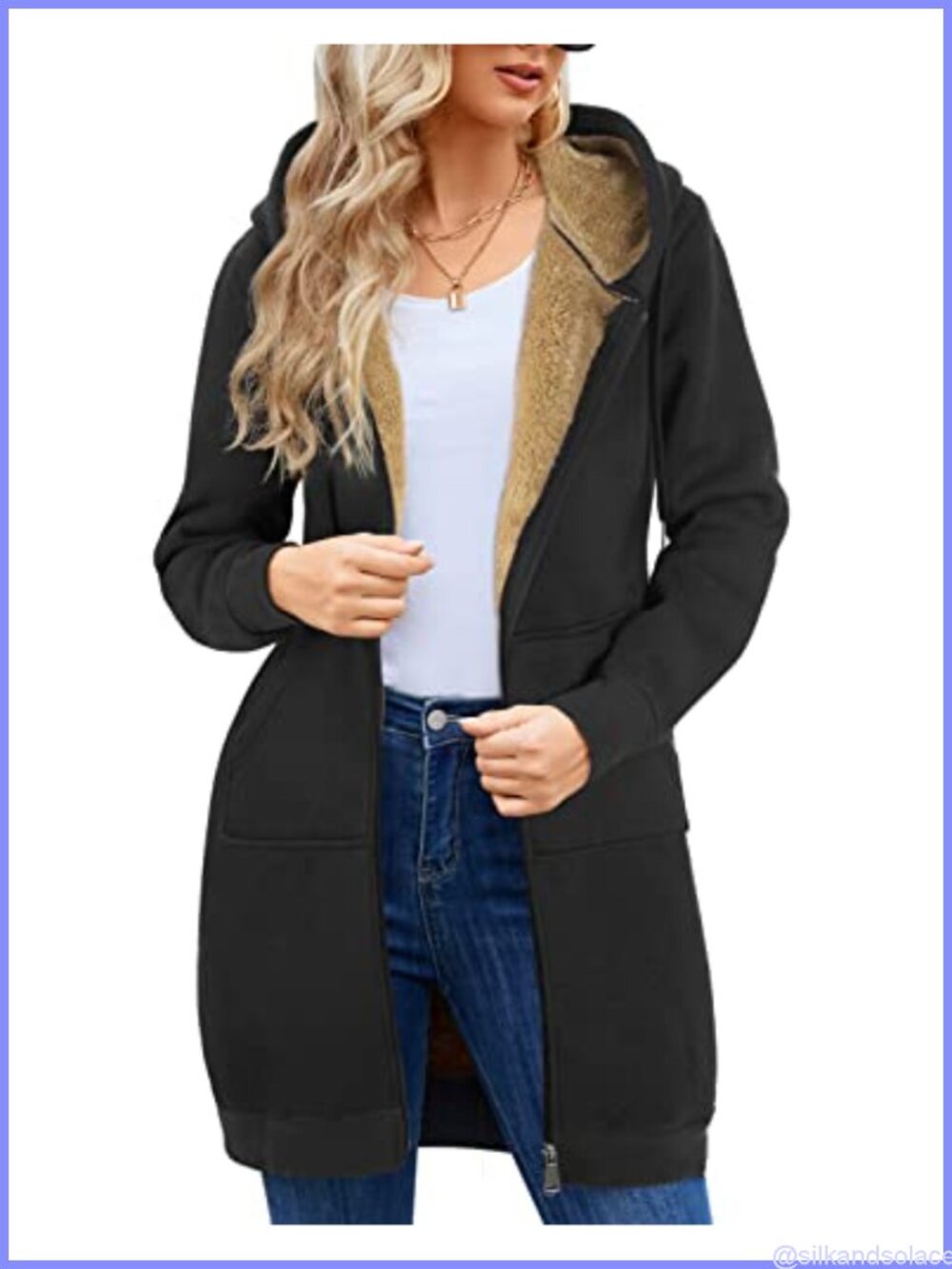 Women's Sherpa Lined Long Hoodie Zip Up Fleece Sweatshirt Winter Coat